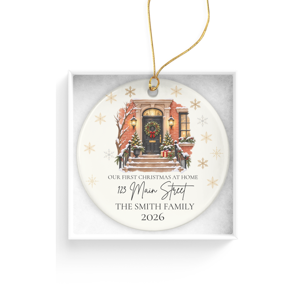Personalized First Christmas in New Home Ornament, Custom Address Christmas Ornament, New Homeowner Gift, Family Housewarming Keepsake