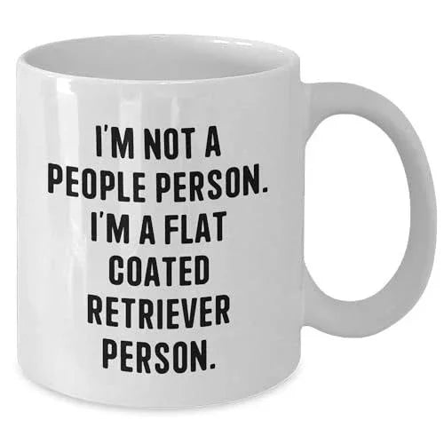 Flat-Coated Retriever Dog Lovers Christmas Unique Gifts, I'm Not A People Person, White Coffee Mug, Funny Quote, 11oz or 15oz Capacity, Ceramic Material, Microwave and Dishwasher Safe