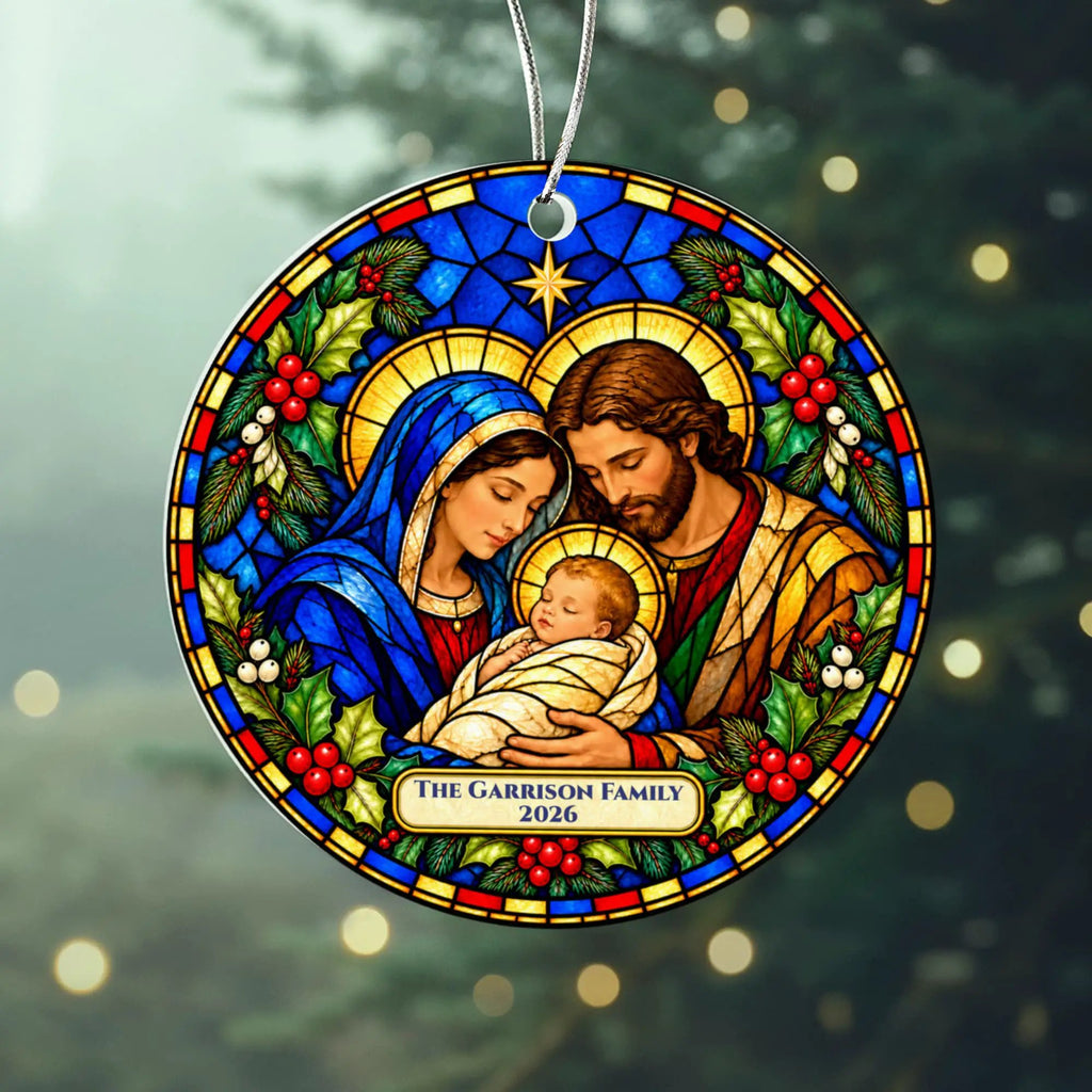 Nativity Christmas Ornament, Personalized Holy Family Ornament, Baby Jesus Christmas Gift, Religious Christian Ornament, Nativity Keepsake
