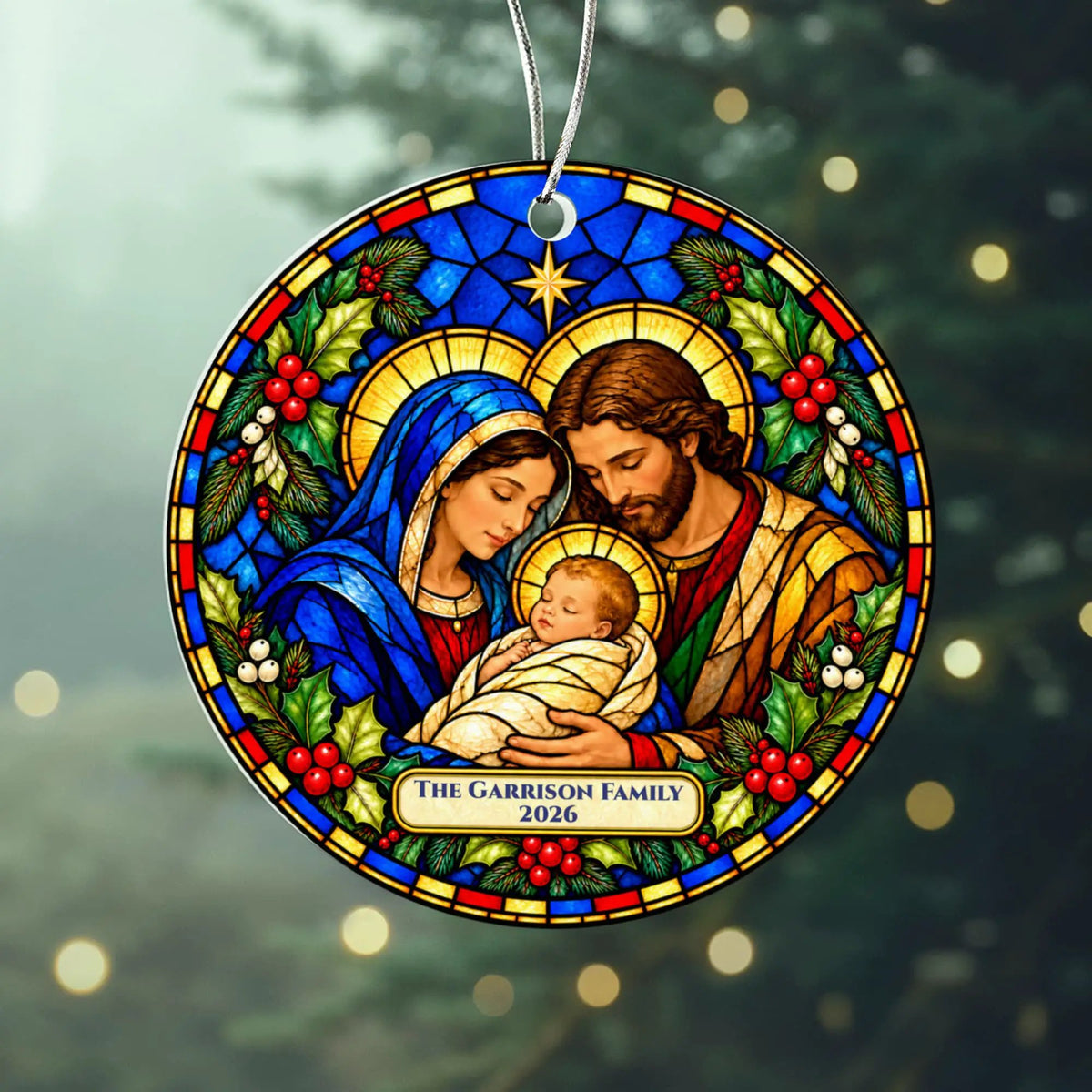 Nativity Christmas Ornament, Personalized Holy Family Ornament, Baby Jesus Christmas Gift, Religious Christian Ornament, Nativity Keepsake