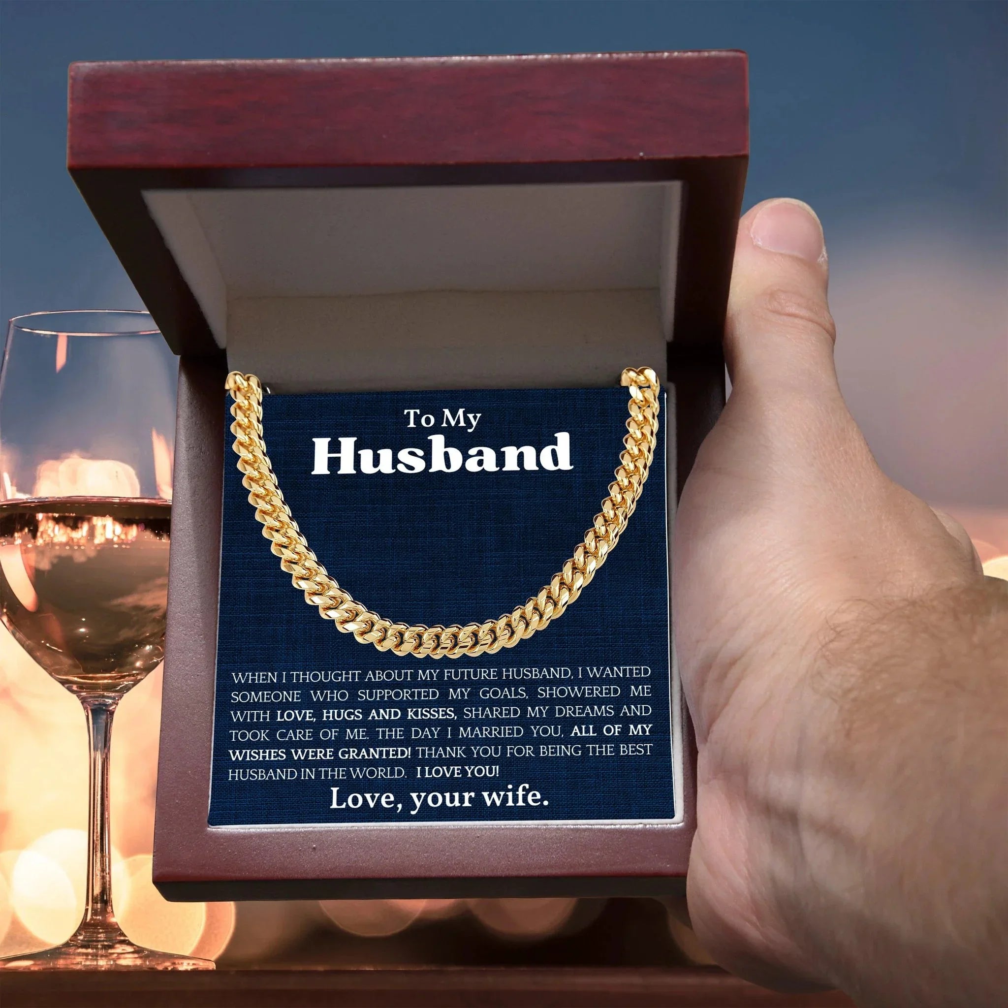 To The Best Husband In The World Cuban Link Chain Necklace