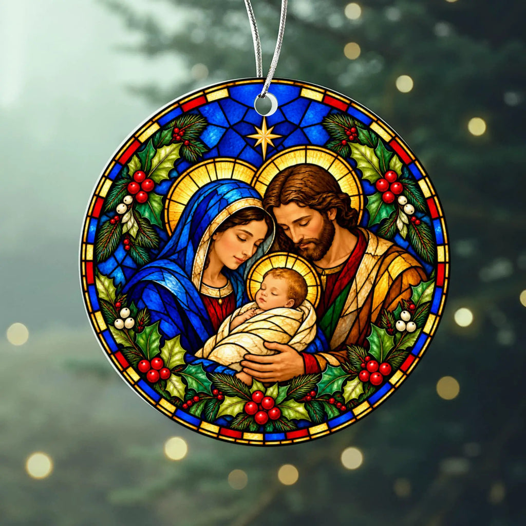 Nativity Christmas Ornament, Personalized Holy Family Ornament, Baby Jesus Christmas Gift, Religious Christian Ornament, Nativity Keepsake