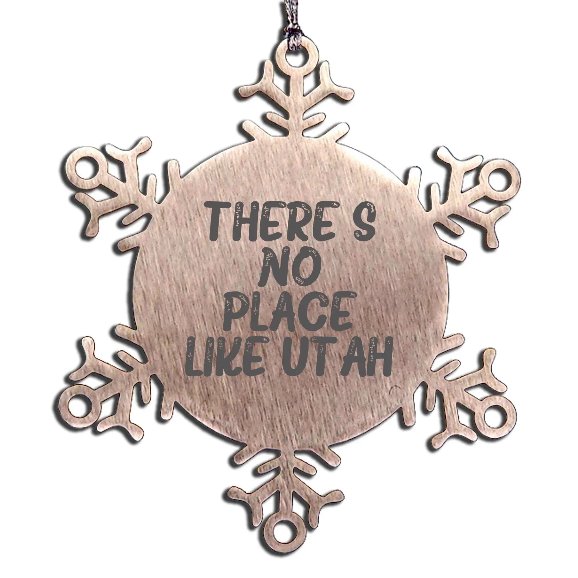 Utah Snowflake Ornament - Christmas Unique Gift from Friends to Family, Shatterproof Snowflake Decoration, Inspirational Quote 'There's No Place Like Utah'