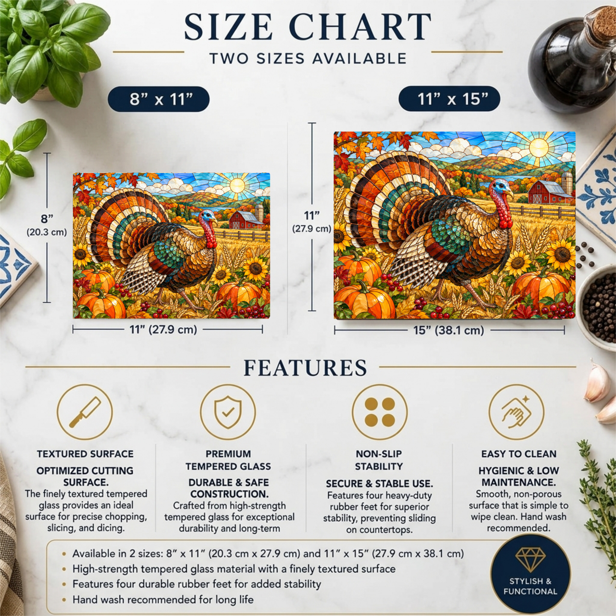 Thanksgiving Turkey Glass Cutting Board, Farmhouse Fall Kitchen Decor, Harvest Turkey Chopping Board, Autumn Hostess Gift