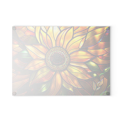 Vibrant Sunflower Glass Cutting Board, Kitchen Decor, Gift for Home Chefs, Unique Kitchen Accessories, Summer Gathering Decoration