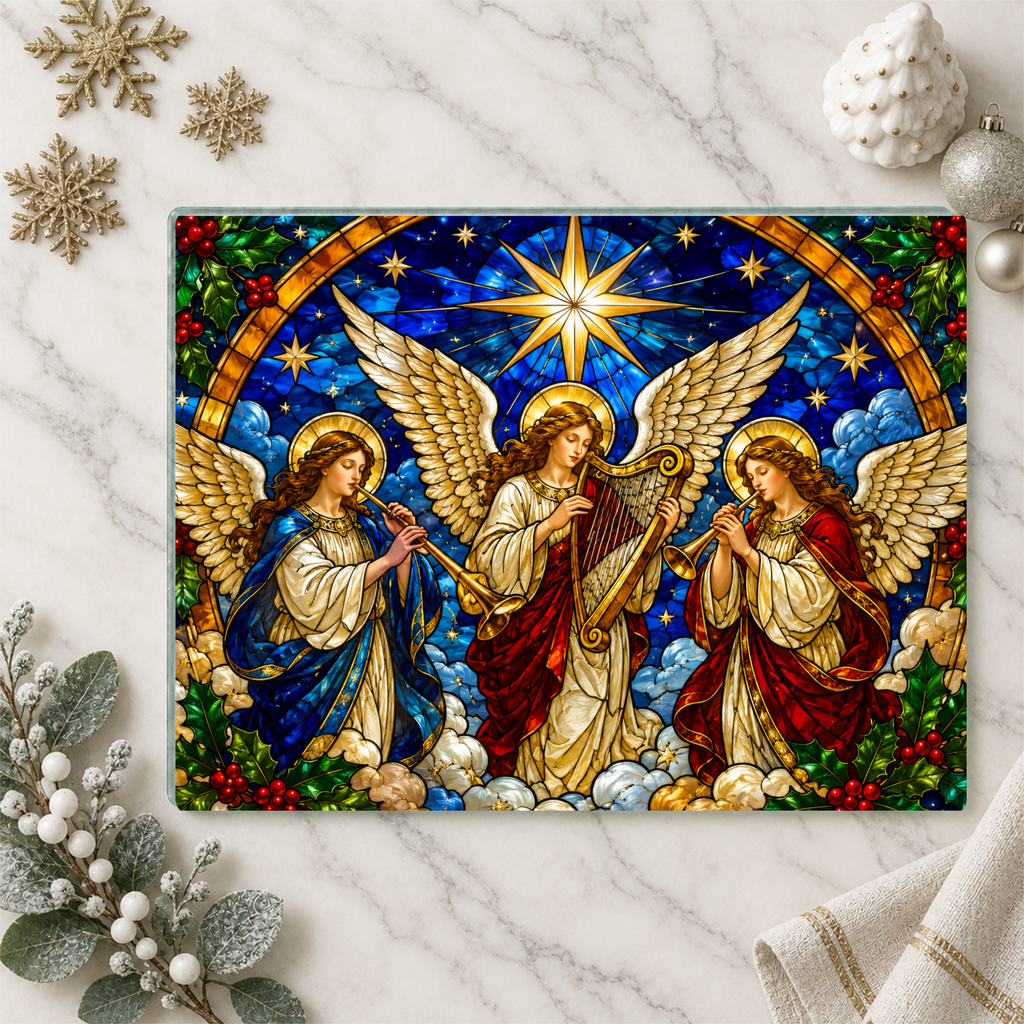 Christian Christmas Glass Cutting Board, Faith Filled Christmas Decor, Religious Christmas Gift, Choose From 10 Designs