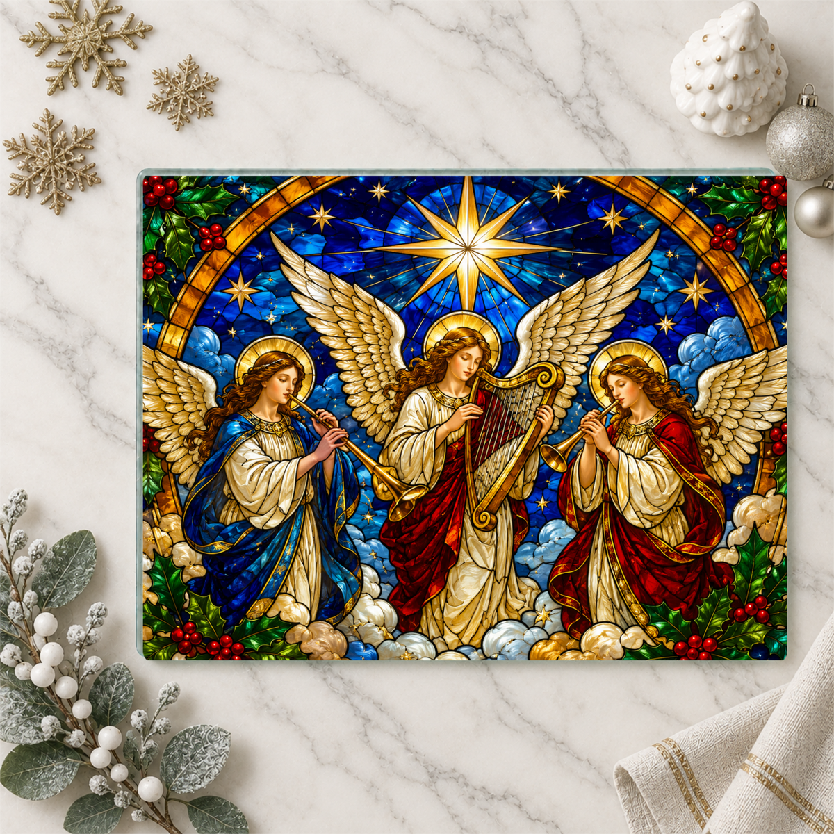 Christian Christmas Glass Cutting Board, Faith Filled Christmas Decor, Religious Christmas Gift, Choose From 10 Designs