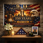 September 11 Never Forget House Flag 25 Years Remembrance