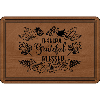 Engraved Wooden Cutting Board, Thankful Grateful Blessed Kitchen Decor, Personalized Gift for Thanksgiving, Wedding, Housewarming