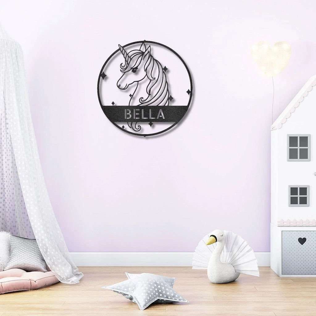 Unicorn Custom Name Metal Art Wall Sign