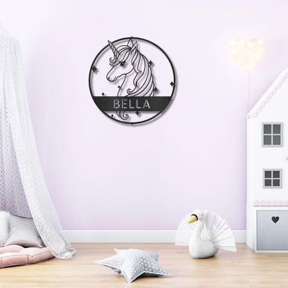 Unicorn Custom Name Metal Art Wall Sign - Mallard Moon Gift Shop