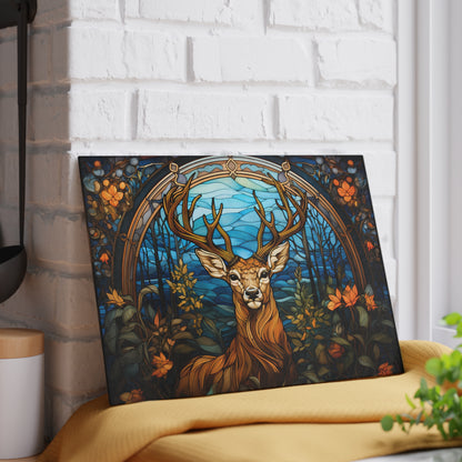 Glass Cutting Board - Stained Glass Stag Design