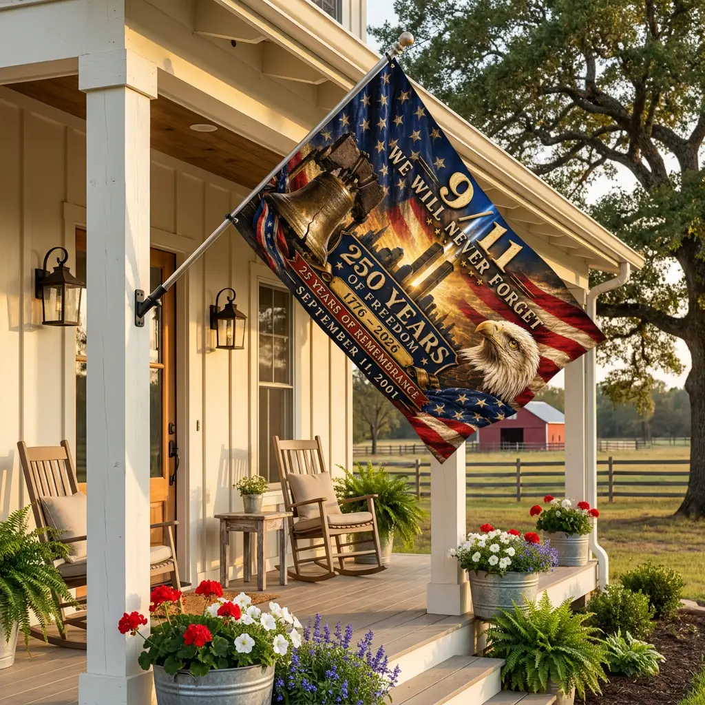 September 11 Never Forget House Flag 25 Years Remembrance