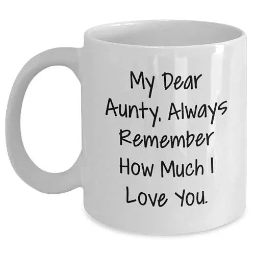 Aunty Love White Coffee Mug, Funny Quote Gifts for Aunty, Valentine's Day Unique Gifts from Men, Women, Friends, Coworkers, Family