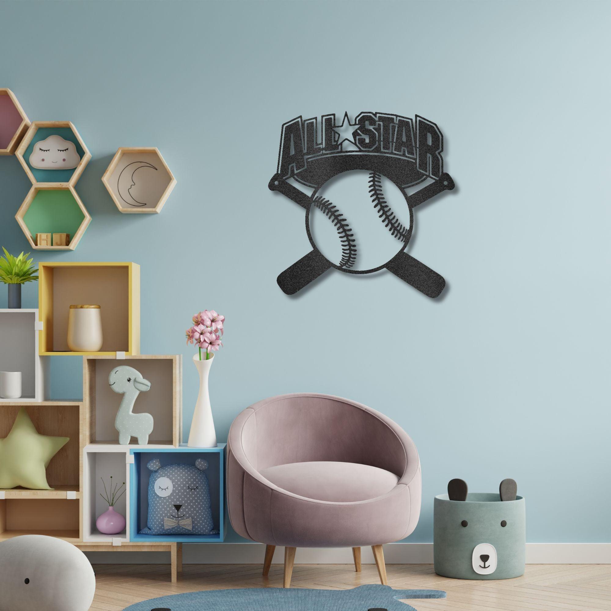 Baseball All Star Metal Art Wall Sign - Mallard Moon Gift Shop