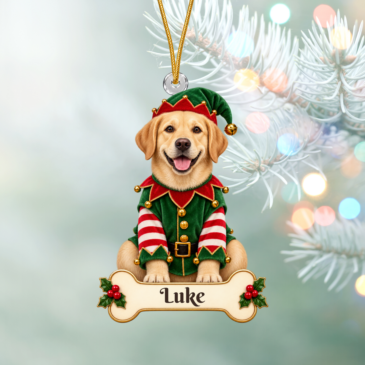 Personalized Christmas Elf Christmas Ornament, Custom Acrylic Ornament, Holiday Gift, Custom Name Keepsake