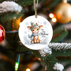 My First Christmas 2025 Giraffe Ornament – Baby’s First Christmas Keepsake, Cute Newborn Gift, Durable MDF Ornament with Gold Cord