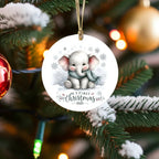 My First Christmas 2025 Elephant Ornament – Baby’s First Christmas Keepsake, Cute Newborn Gift, Durable MDF Ornament with Gold Cord