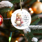 My First Christmas 2025 Duckling Ornament – Baby’s First Christmas Keepsake, Cute Newborn Gift, Durable MDF Ornament with Gold Cord