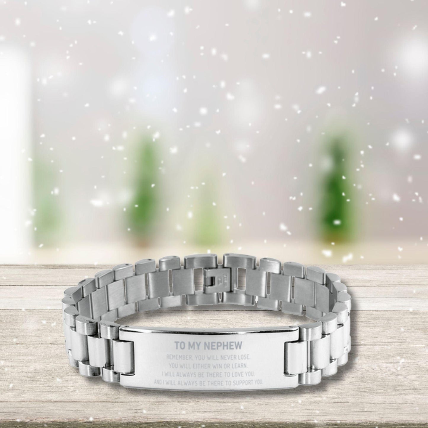 Nephew Gifts, To My Nephew Remember, you will never lose. You will either WIN or LEARN, Keepsake Ladder Stainless Steel Bracelet For Nephew Engraved, Birthday Christmas Gifts Ideas For Nephew X-mas Gifts - Mallard Moon Gift Shop