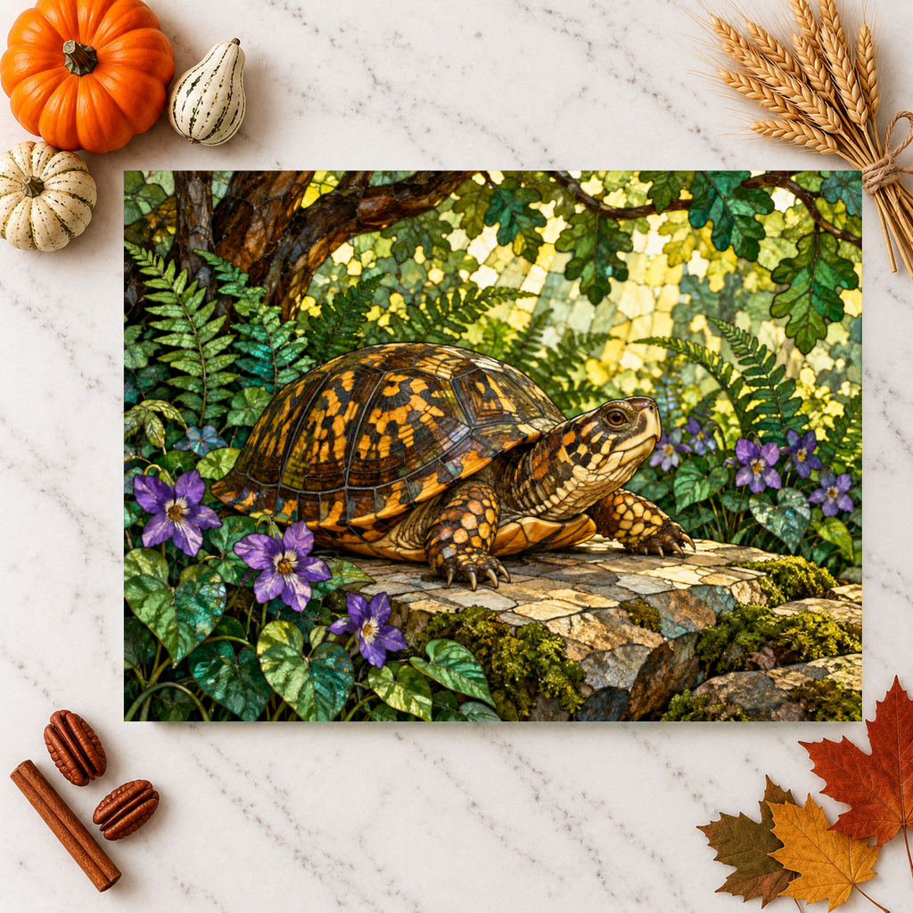 Box Turtle Cutting Board, Woodland Nature Kitchen Decor, Tempered Glass Chopping Board, Turtle Lover Gift, Forest Animal Kitchen Art
