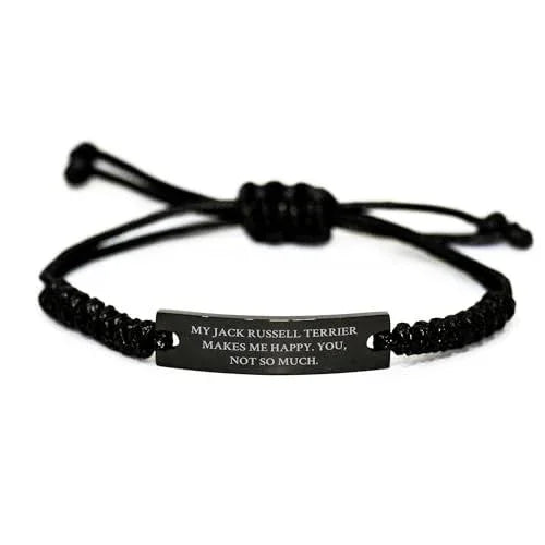 Spring Pet Products My Jack Russell Terrier Makes Me Happy, Funny Jack Russell Terrier Dog Gifts, Christmas Unique Rope Bracelets from Men to Friends, Engraved with Quirky Quote