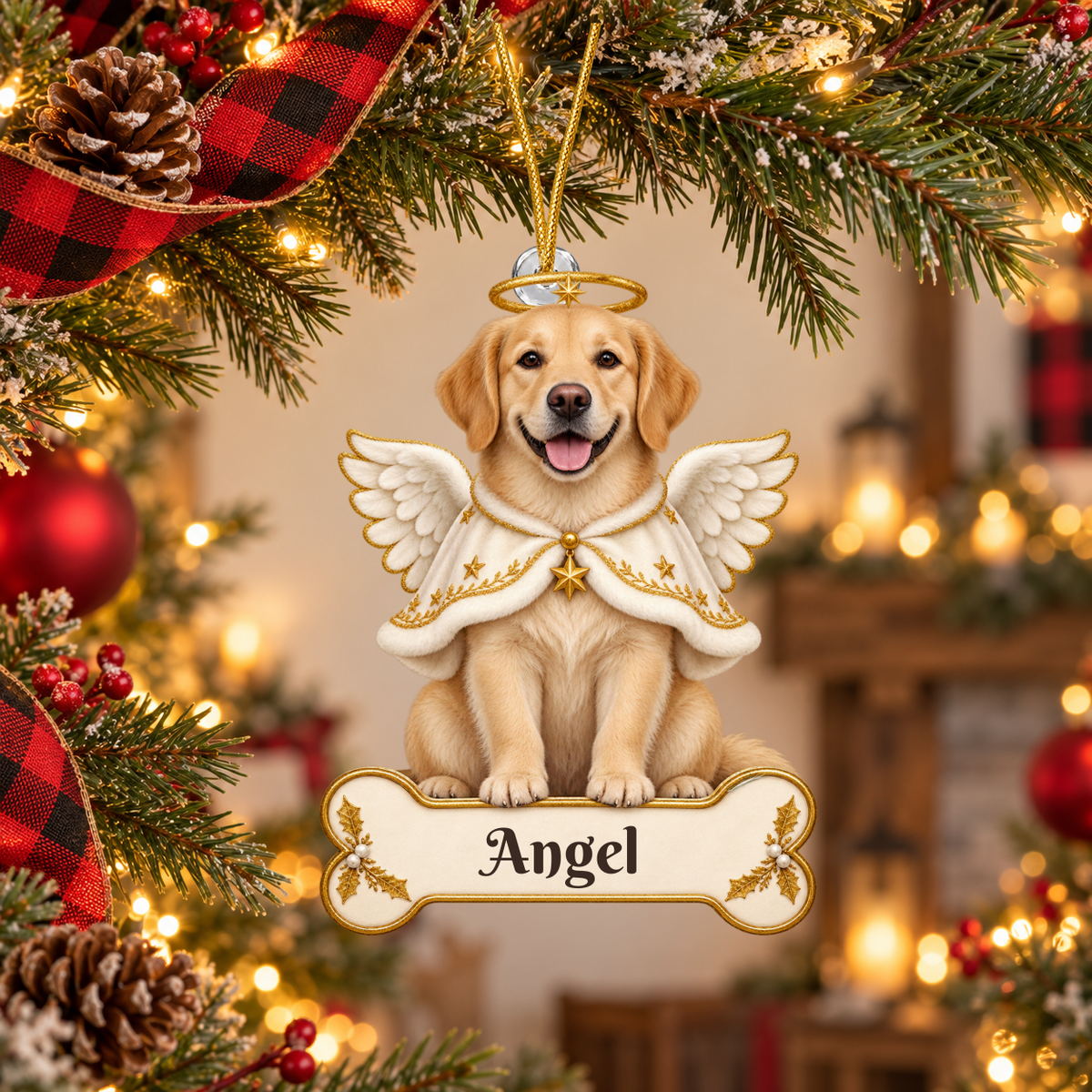 Personalized Angel Dog Christmas Ornament from Photo, Custom Pet Memorial Ornament, Dog Angel Wings Acrylic Cutout, Pet Remembrance Gift