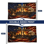 9/11 Never Forget Flag, September 11 Memorial Flag, Double Sided Grommet 911 Remembrance Flag, Patriotic Eagle Liberty Bell Decor