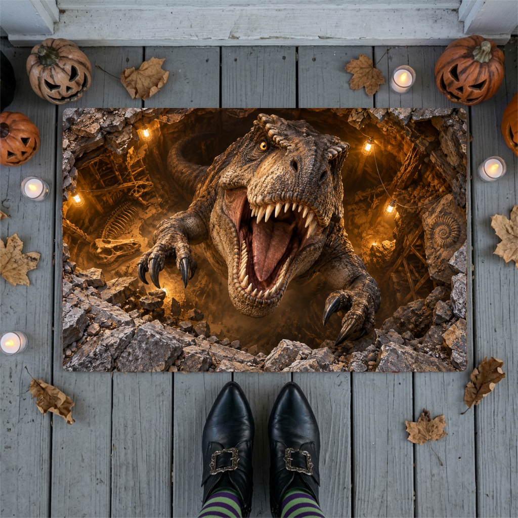 T-Rex 3D Illusion Doormat, Dinosaur Optical Illusion Door Mat, T Rex Welcome Mat, Jurassic Dinosaur Decor, Funny Dinosaur Gift