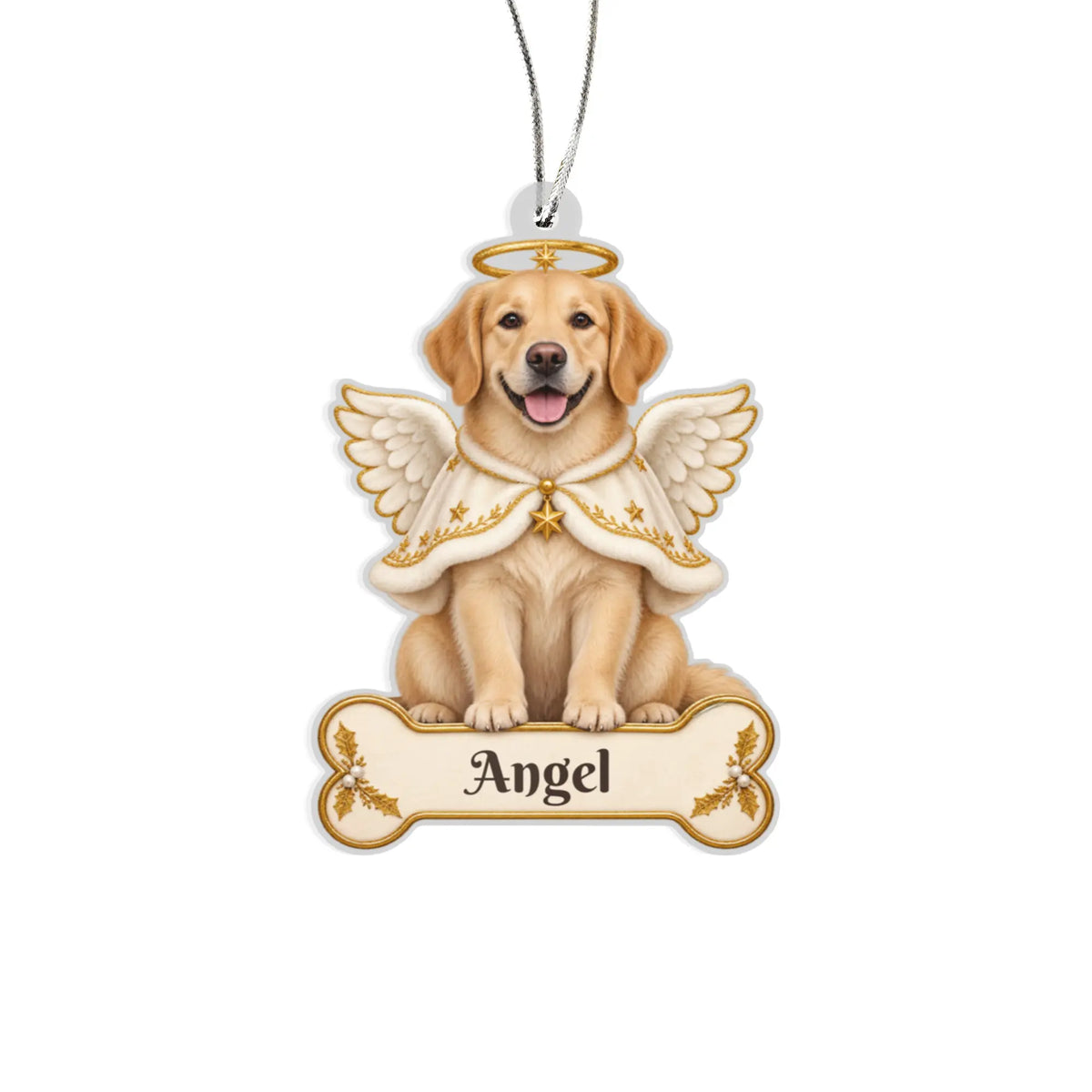Personalized Angel Dog Christmas Ornament from Photo, Custom Pet Memorial Ornament, Dog Angel Wings Acrylic Cutout, Pet Remembrance Gift