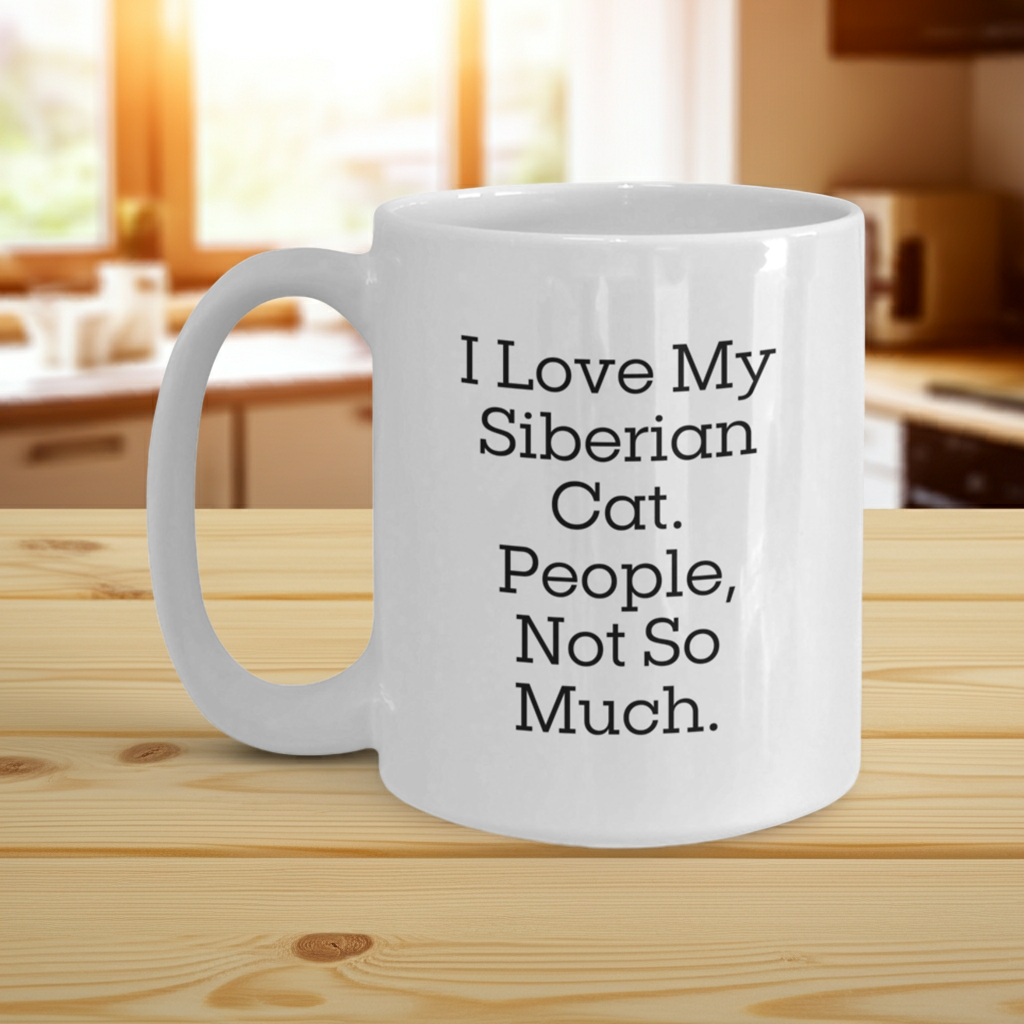 Siberian Cat Lover's White Coffee Mug, I Love My Siberian Cat. People, Not So Much., Graduation Unique Gifts from Friends, Family, or Coworkers - Mallard Moon