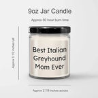 Italian Greyhound Mom Best Gift for Valentine's 9oz Vanilla Soy Candle, Hand-Poured Soy Wax, Sublimation Printed, Italian Greyhound Dog Lovers, Funny Quote, Best Italian Greyhound Mom Ever