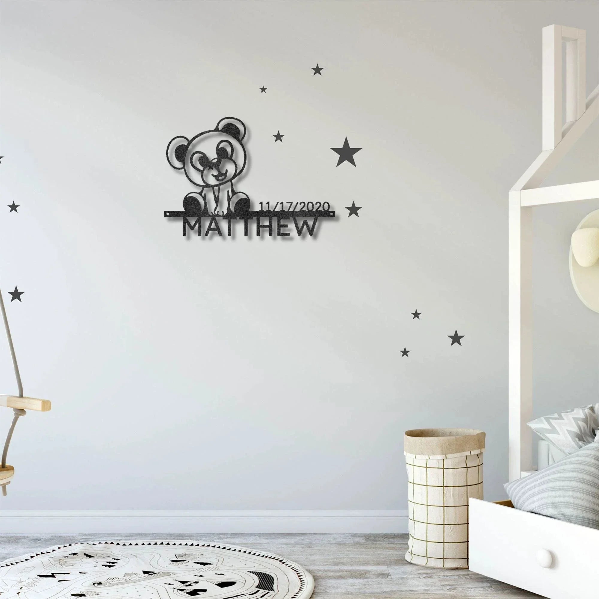 Timeless Teddy Bear: Personalized Metal Sign with Name & Birth Date