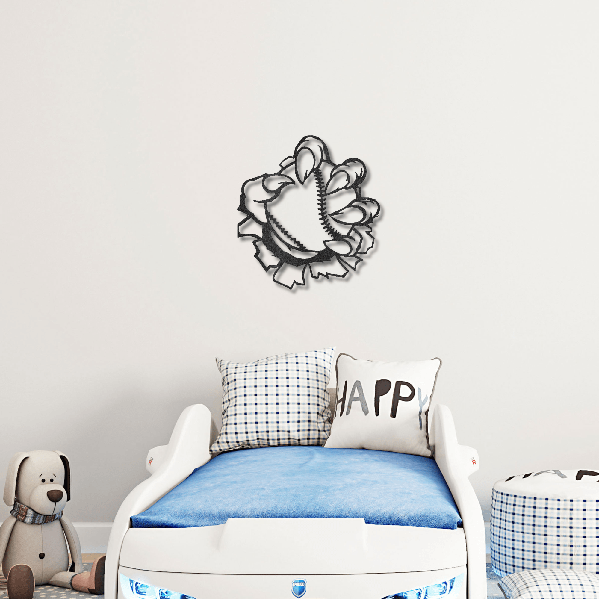 Baseball Monster Claw Metal Art Wall Sign - Mallard Moon Gift Shop