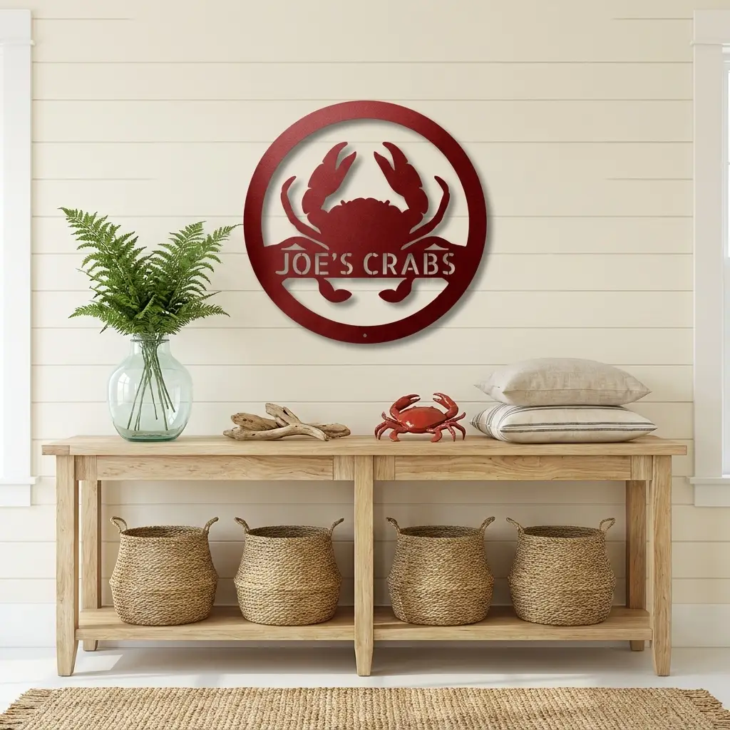 Personalized Crab Metal Wall Art | Custom Crab Shack Sign | Coastal Beach House Decor | Funny Seafood Metal Sign | Custom Outdoor Metal Wall Decor | Made in USA