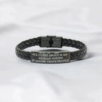 Funny Gifts for Afghan Hound Dog Lovers 'All I Care About Is My Afghan Hound And Maybe Three People' - Engraved Stainless Steel Interlaced Leather Bracelet Birthday, Christmas Gift