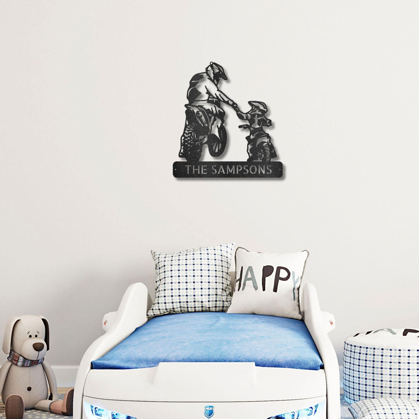 Father and Son Motocross Personalized Name Indoor Outdoor Steel Wall Sign Metal Art - Mallard Moon Gift Shop