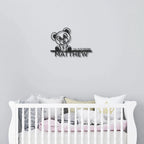 Timeless Teddy Bear: Personalized Metal Sign with Name & Birth Date