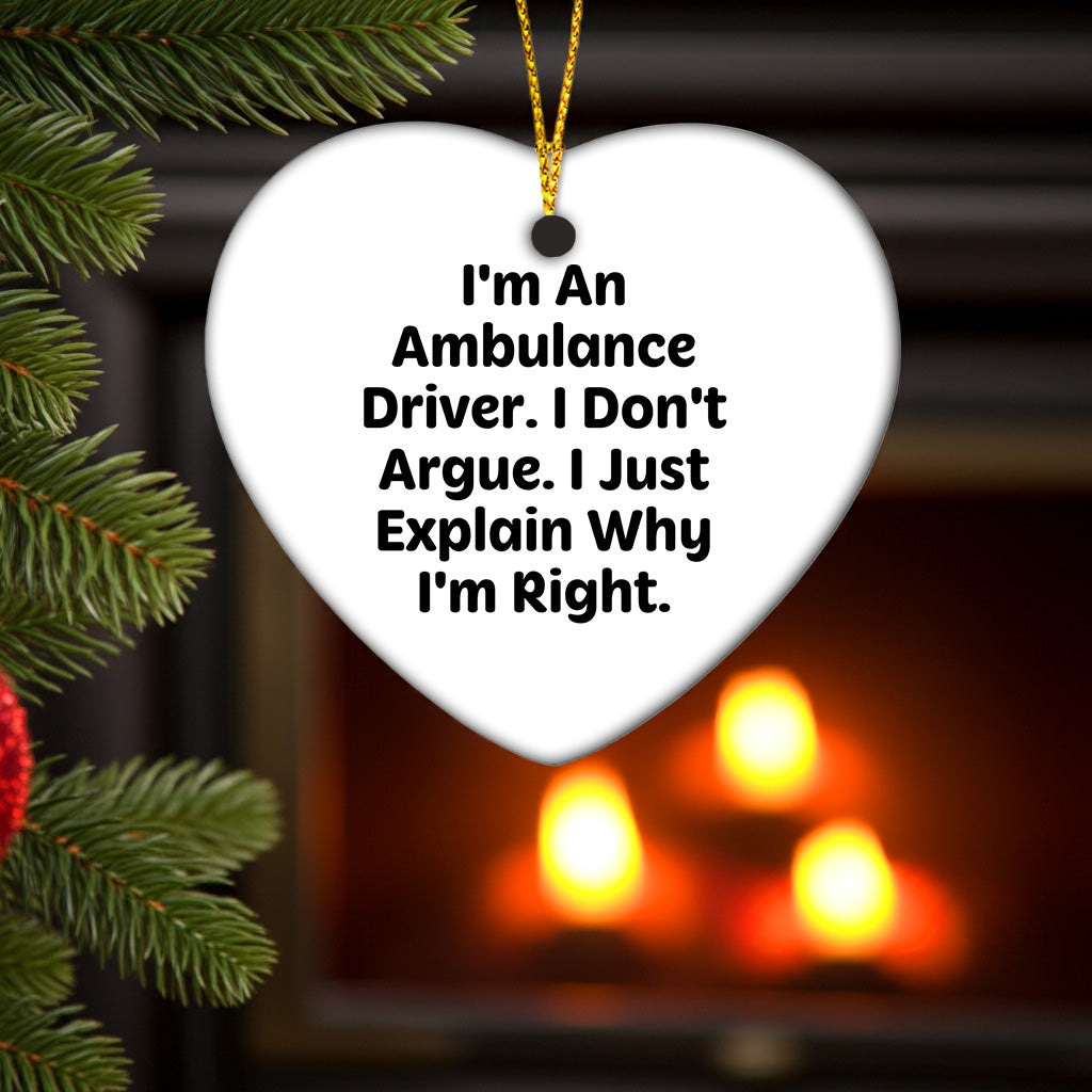Funny Ambulance Driver Gifts for Men Funny Ambulance Driver Heart Ornament Gifts from Friends