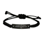 Aunty Special Heartfelt Rope Bracelet, Black Stainless Steel Adjustable Rope