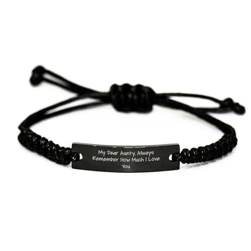 Aunty Special Heartfelt Rope Bracelet, Black Stainless Steel Adjustable Rope