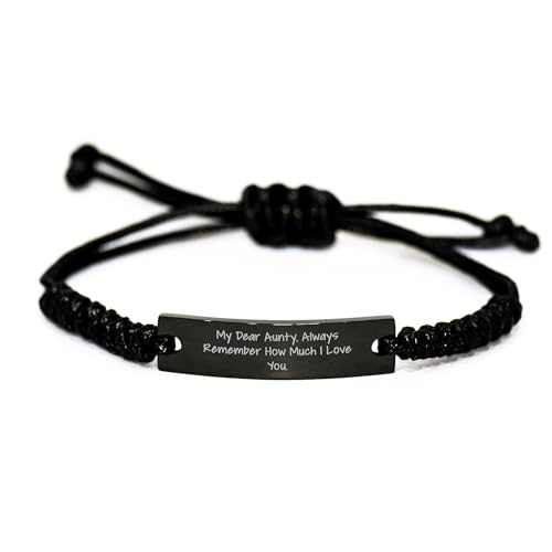 Spring Pet Products Aunty's Special Heartfelt Rope Bracelet, Black Stainless Steel Adjustable Rope for Women, Funny Quote Valentine's Day Unique Gift