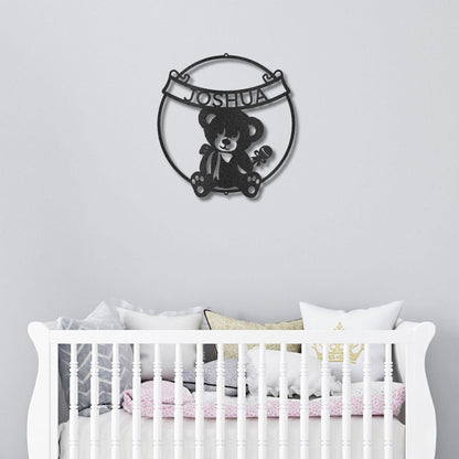 Cherished Teddy Bear: Personalized Metal Name Sign for Children - Mallard Moon Gift Shop