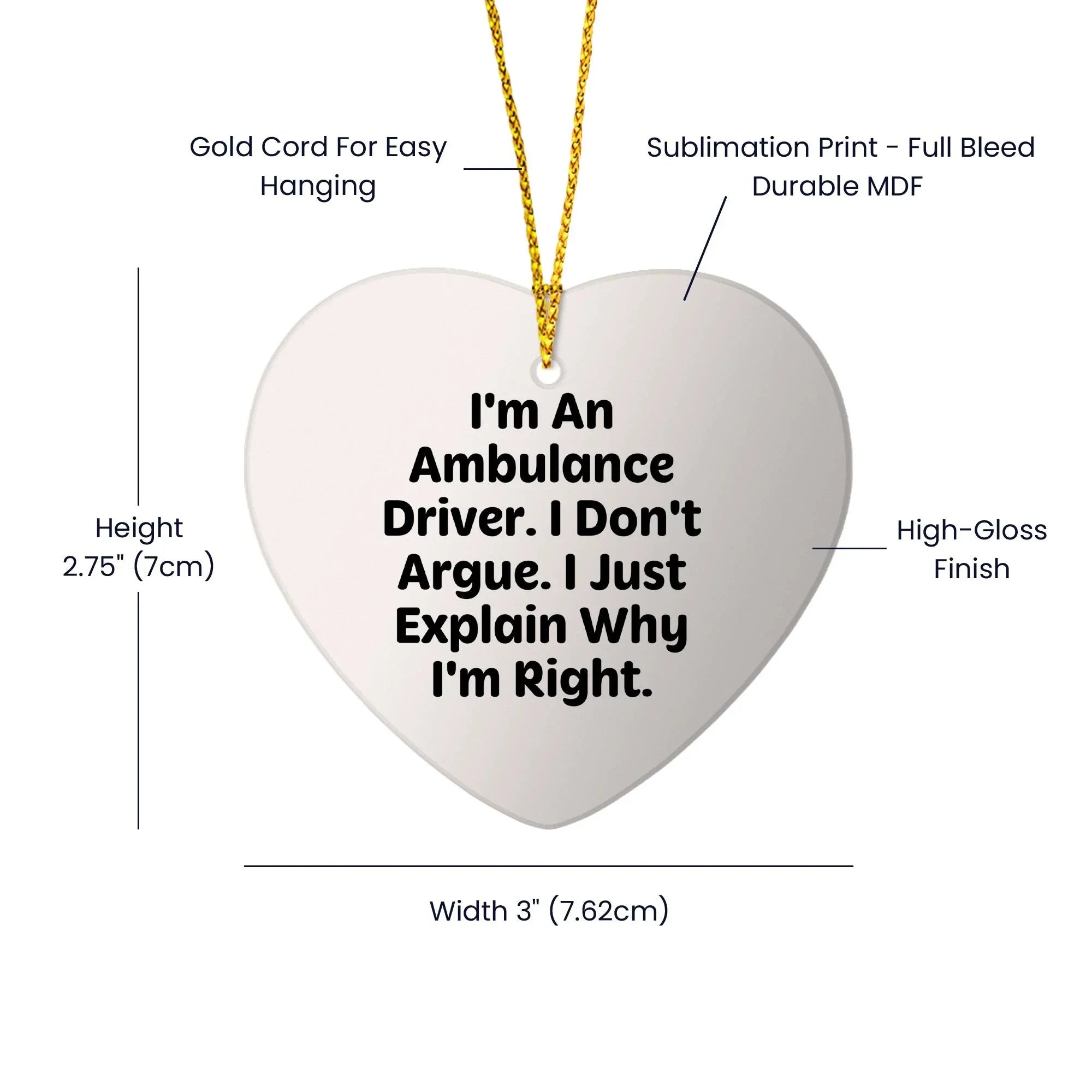 Funny Ambulance Driver Gifts for Men Funny Ambulance Driver Heart Ornament Gifts from Friends