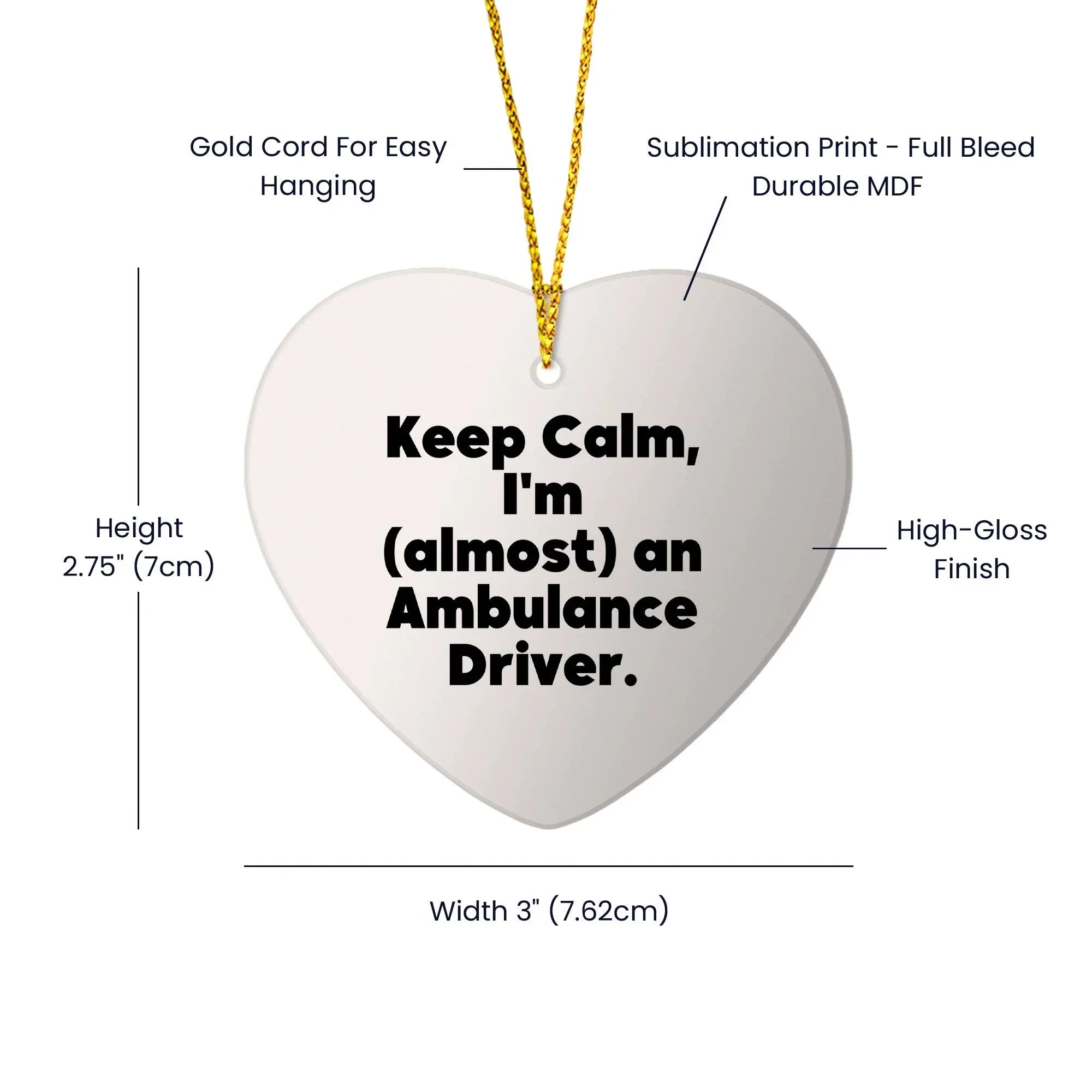 Funny Ambulance Driver Gifts, Heart Ornament for Ambulance Driver, Christmas Unique Gifts from Friends to Ambulance Driver