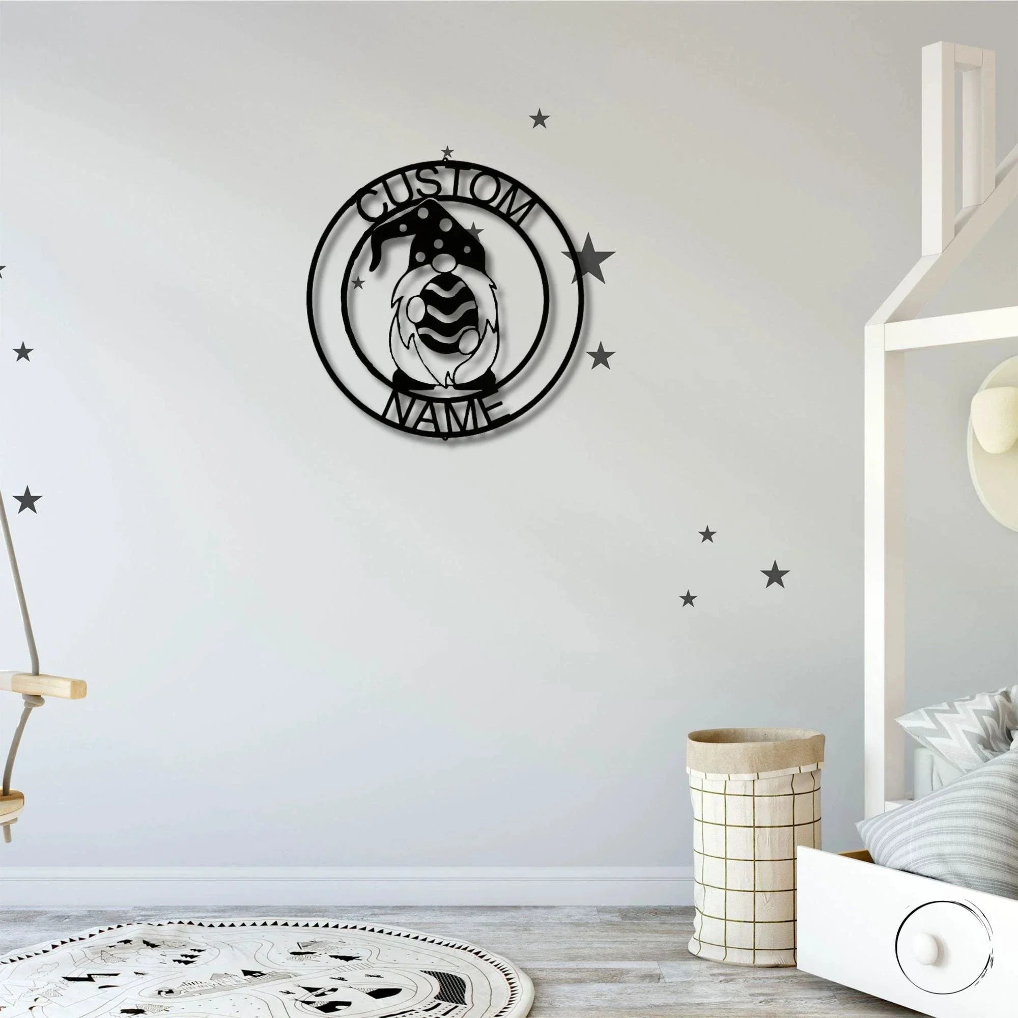 Gnome Easter Egg Custom Name Metal Art Wall Sign Home Decor