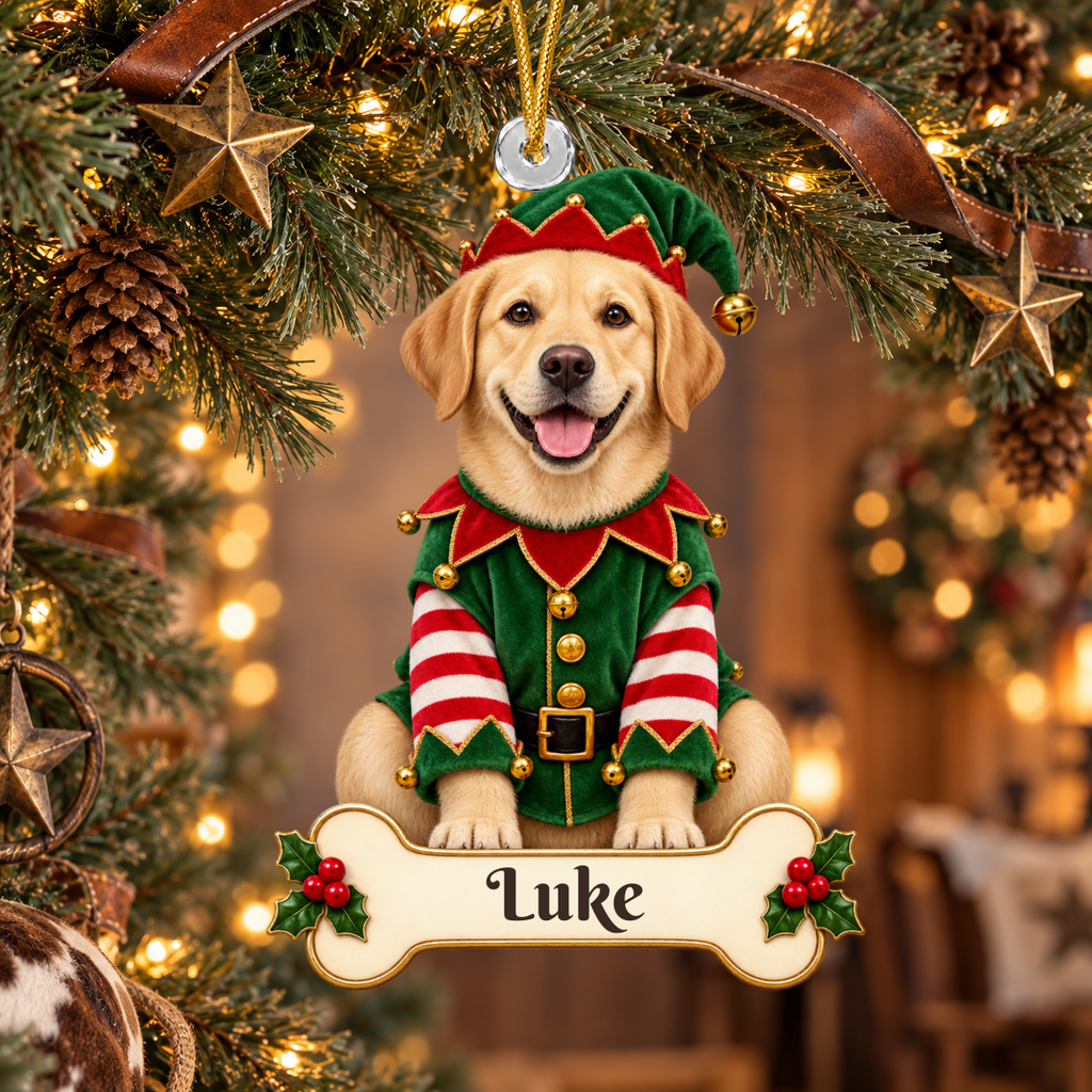 Personalized Christmas Elf Christmas Ornament, Custom Acrylic Ornament, Holiday Gift, Custom Name Keepsake
