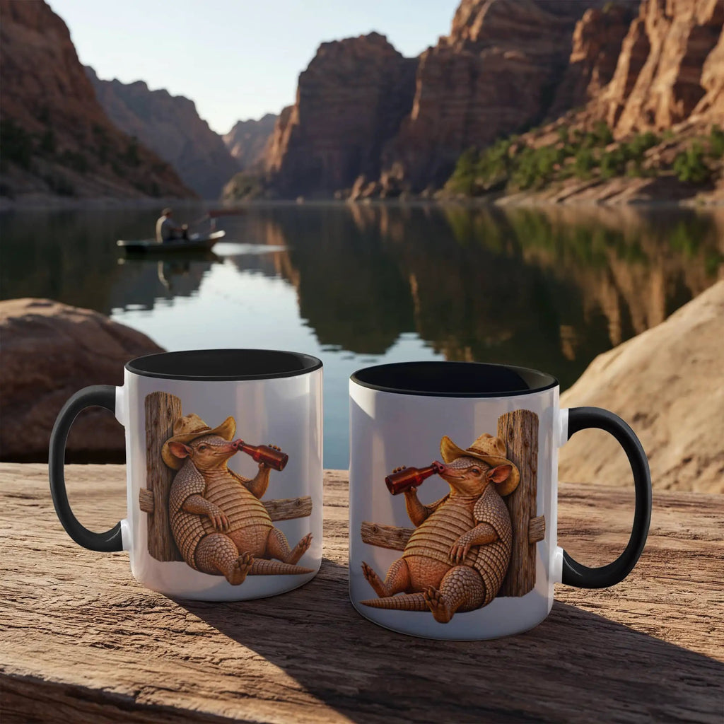 Cowboy Armadillo Accent Mug, Funny Texas Coffee Mug, Western Beer Lover Gift, Armadillo Gift for Him, Rustic Country Mug