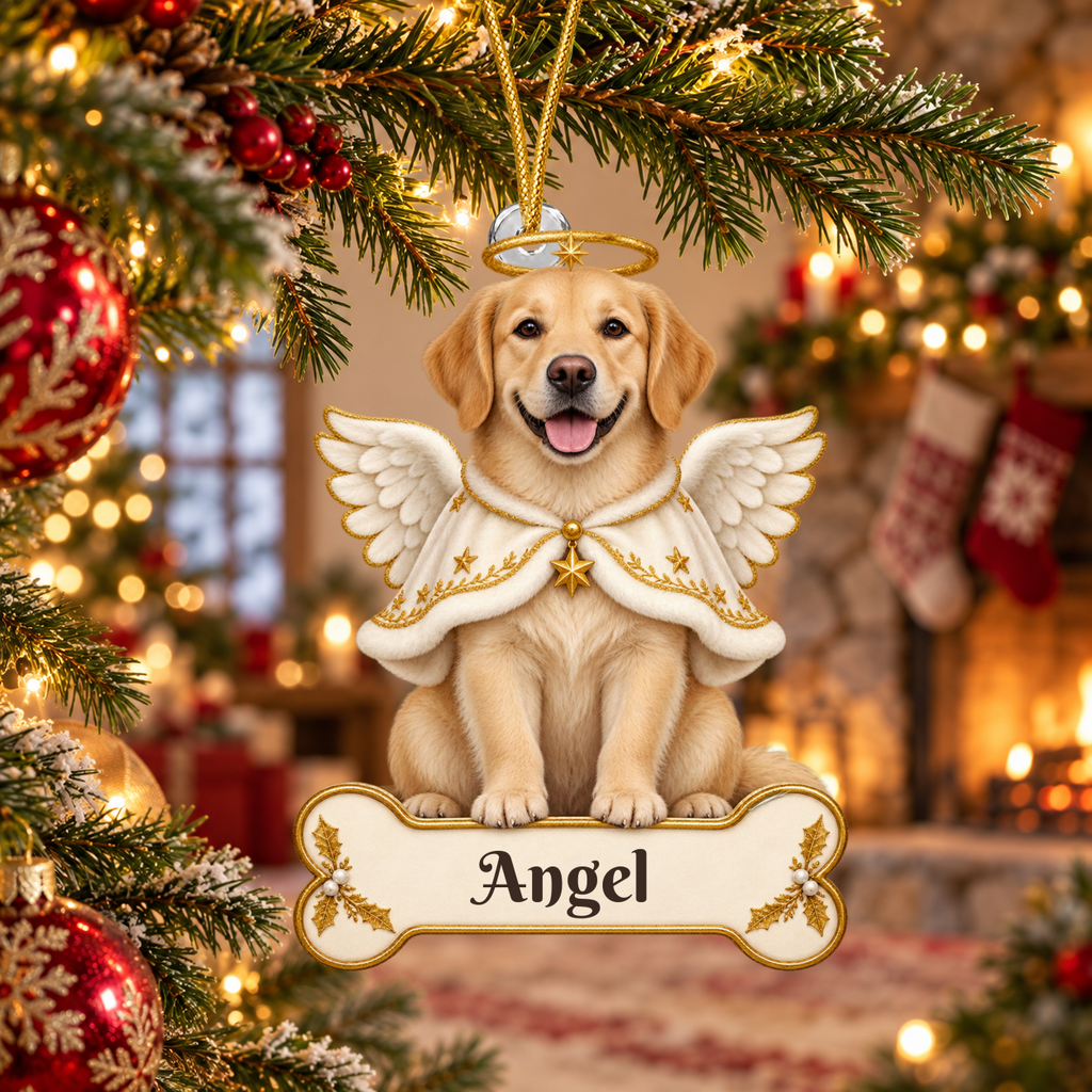 Personalized Angel Dog Christmas Ornament from Photo, Custom Pet Memorial Ornament, Dog Angel Wings Acrylic Cutout, Pet Remembrance Gift