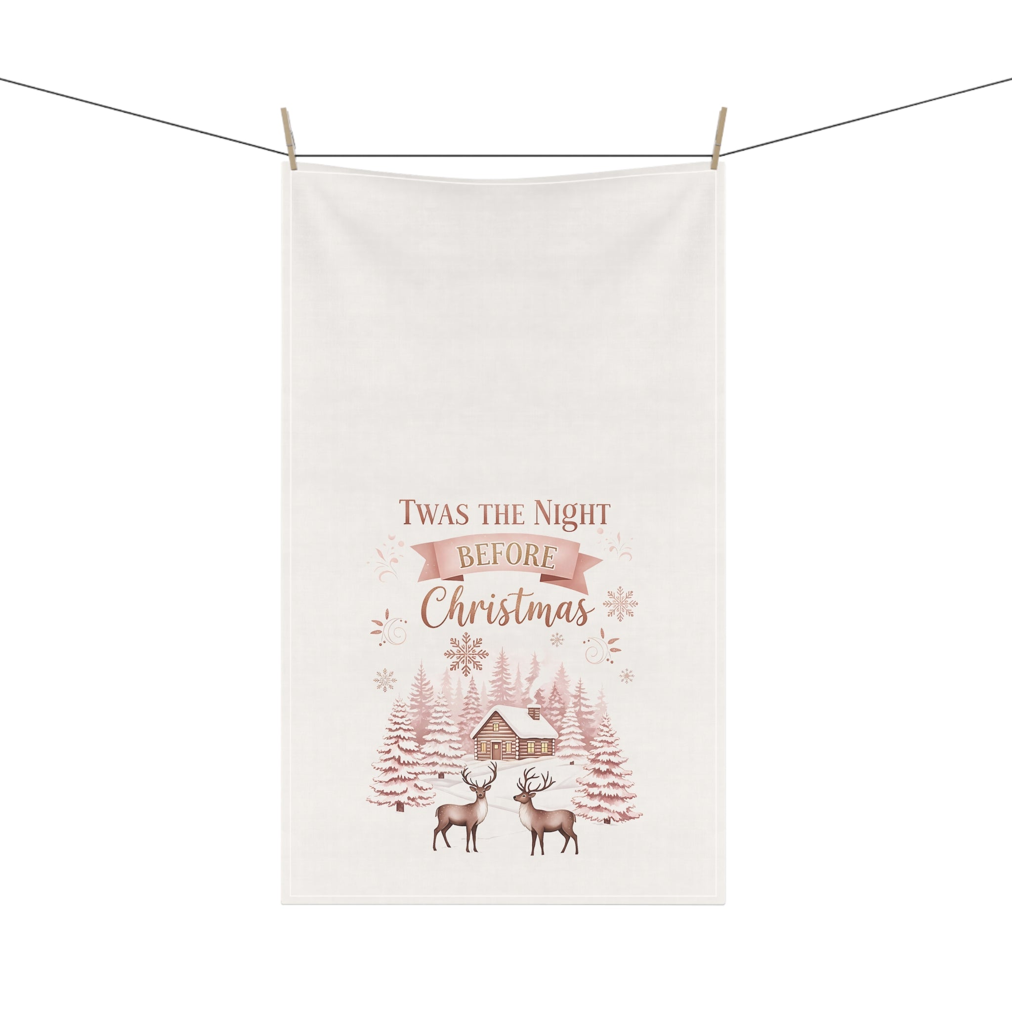 Twas the Night Before Christmas Tea Towel — Rustic Holiday Kitchen Decor